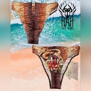 NWT, WE ARE HAH BOTTOMS UP HIGH RISE BIKINI BOTTOM, SIZE LARGE